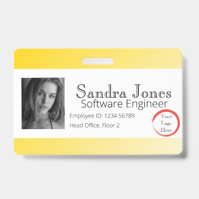 Fade Bright Yellow ID Card (Horizontal) Badge (Front)