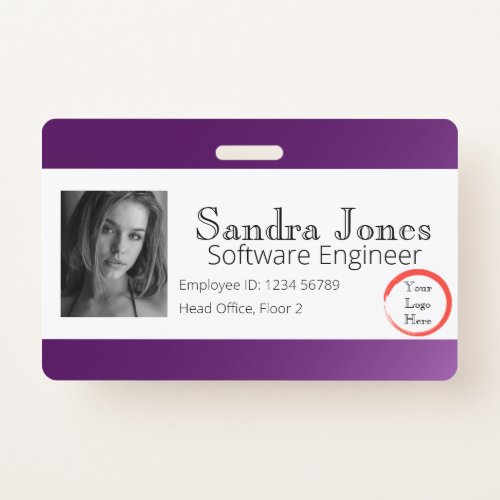 Fade Dark Purple ID Card Horizontal Badge