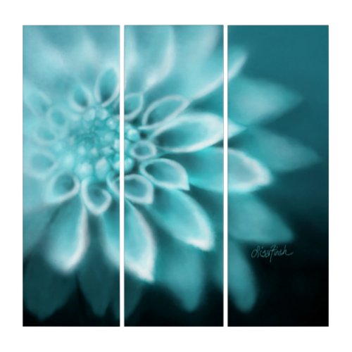 Fade to Black Dahlia Acrylic Print Triptych