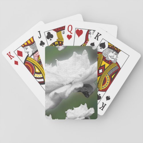 Fade to Green white rose digital collage Poker Cards