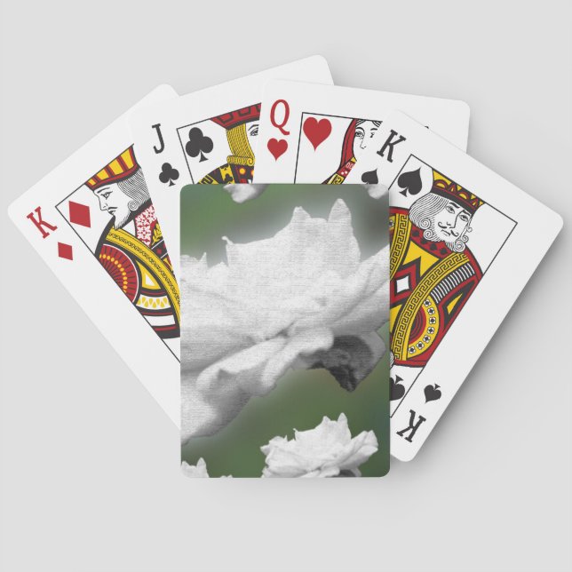 Fade to Green, white rose digital collage Poker Cards (Back)