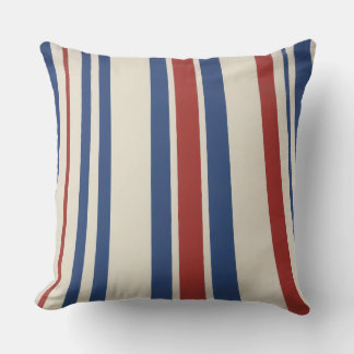 faded abstract Blue white and red stripes Throw Pillow