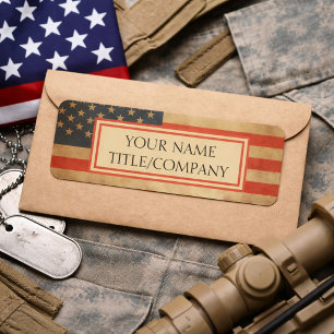 Faded American Flag Company Name  Label