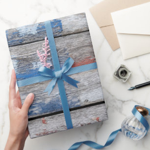 Faded American Flag on Wood Mouse Pad Wrapping Paper