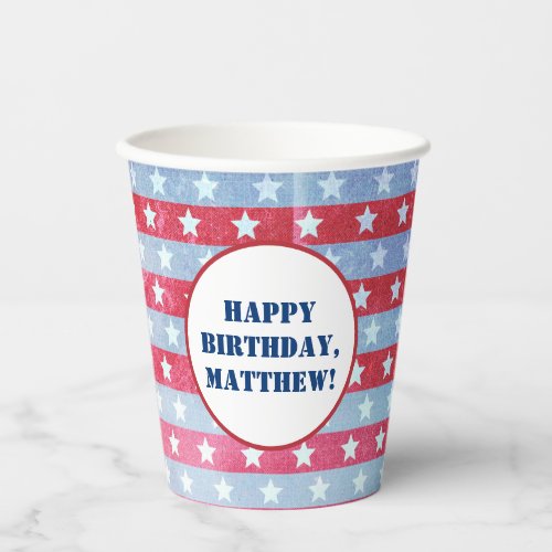 Faded American Flag Patriotic Party Paper Cups