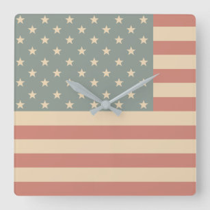 Faded American Flag Wall Clock