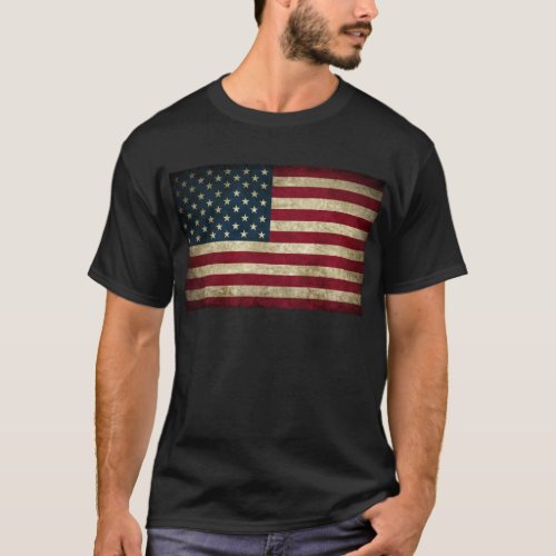 faded and grungy american flag T_Shirt