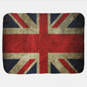 Faded Antique Union Jack Flag Baby Crib Stroller Blanket