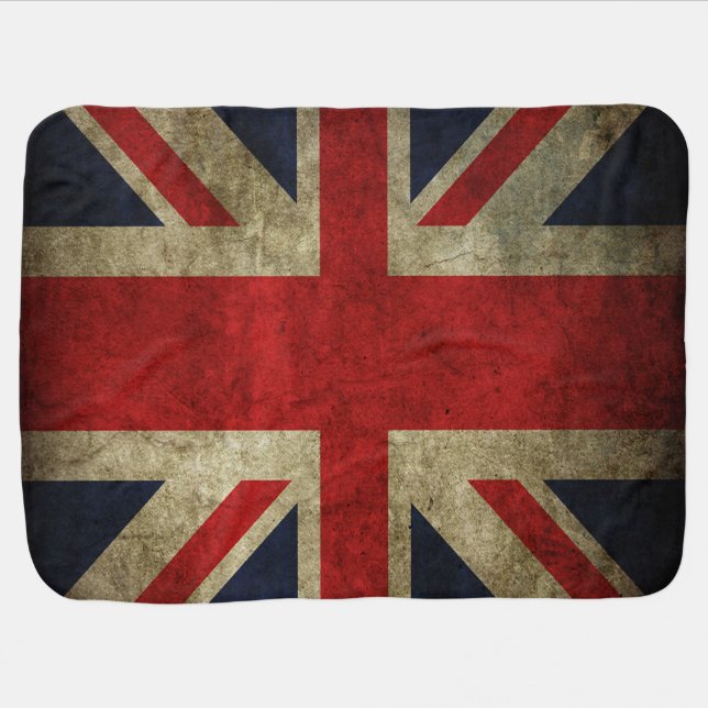 Faded Antique Union Jack Flag Baby Crib Stroller Blanket (Horizontal)