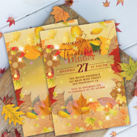 Faded Autumn Leaves Border Thanksgiving Dinner