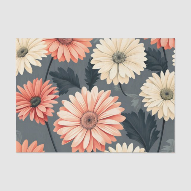 Faded Background Gerbera Daisies Tissue Paper (Front)