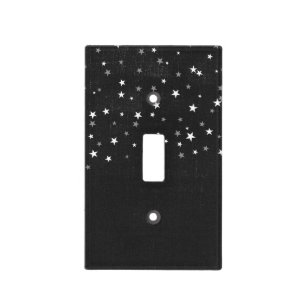 Faded Black Denim Starry Grunge Cool Bedroom Light Switch Cover