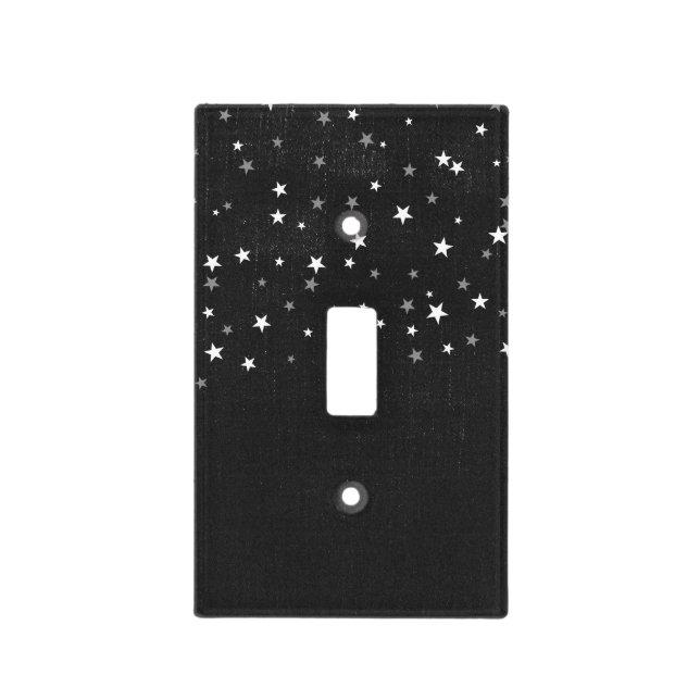 Faded Black Denim Starry Grunge Cool Bedroom Light Switch Cover (Front)