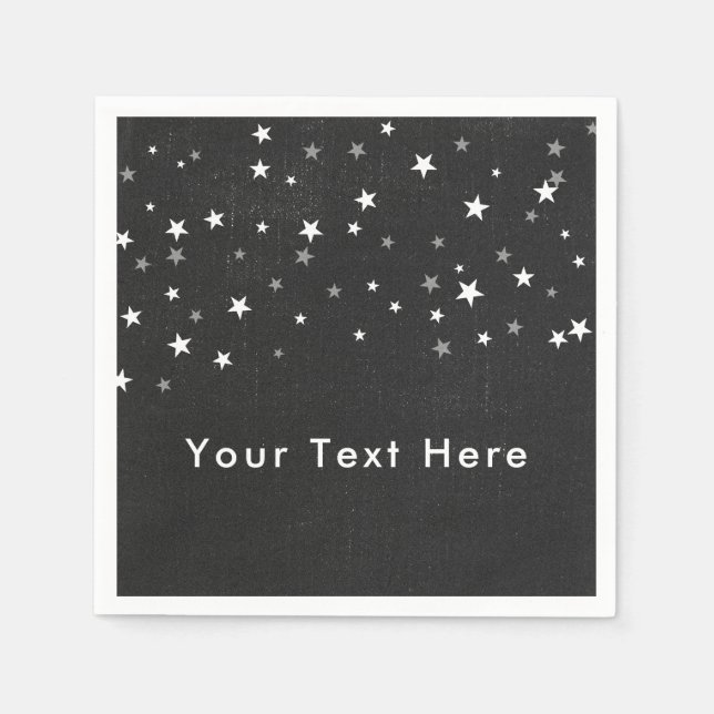 Faded Black Denim Starry Grunge Party Custom Napkins (Front)