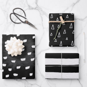 Faded Black White Doodle Shape Wrapping Paper Sheets