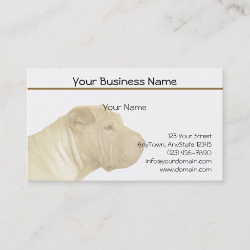 Customizable Faded Blonde Shar Pei Portrait on White Business Card Templates