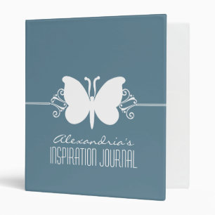 Faded Blue Butterfly Swirls Binder (1 inch)