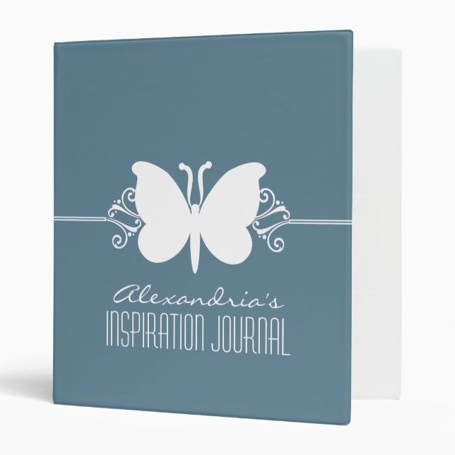 Faded Blue Butterfly Swirls Binder (1 inch) (Front/Inside)