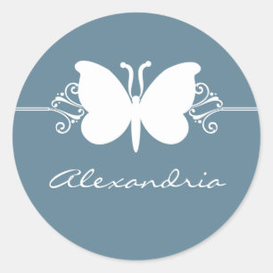Faded Blue Butterfly Swirls Stickers