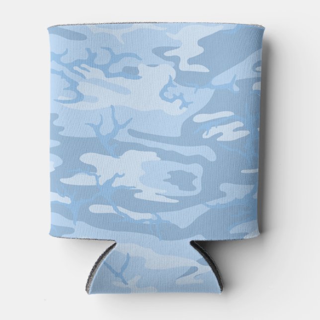 Faded Blue Camo Can Cooler (Front)