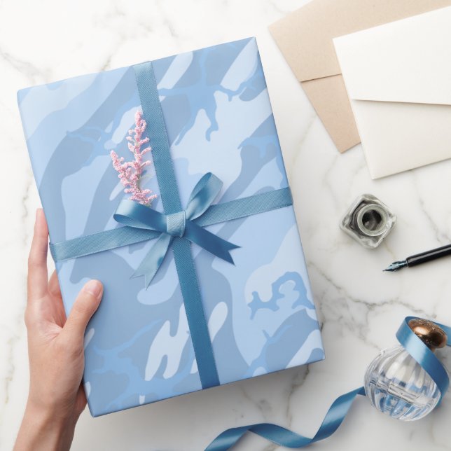 Faded Blue Camo Wrapping Paper (Gifting)