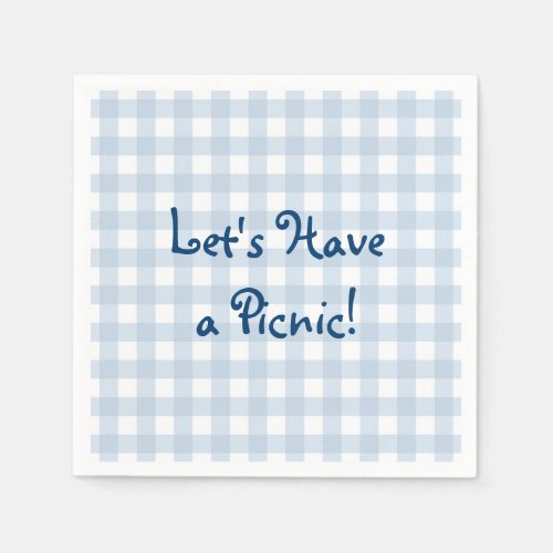Faded Blue Gingham Picnic Paper Napkins