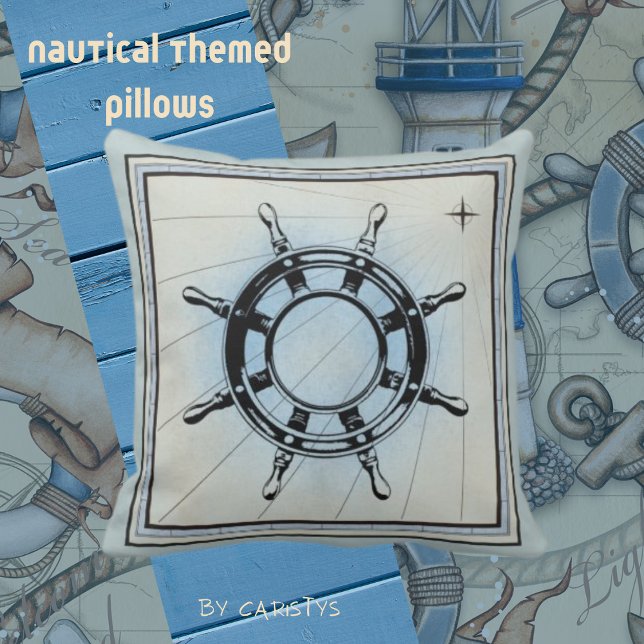 Faded Blue Nautical Themed  Throw Pillow (Creator Uploaded)