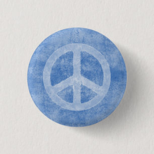 Faded Blue Peace Sign Button