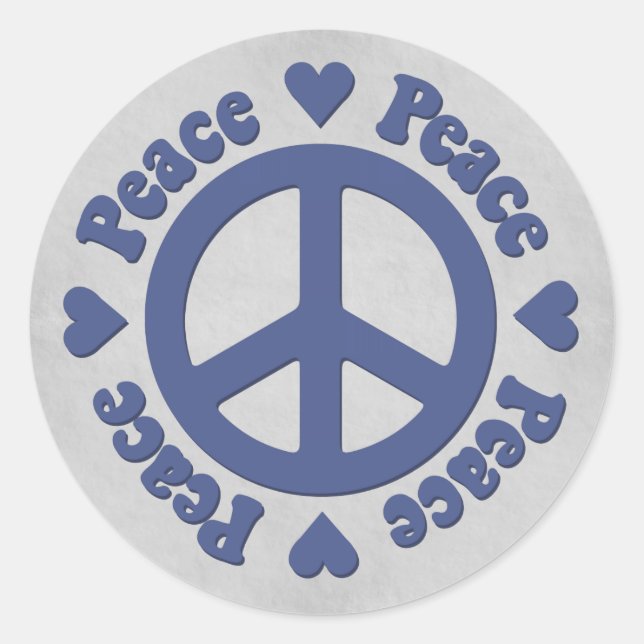 Faded Blue Peace Sign with Hearts Sticker (Front)