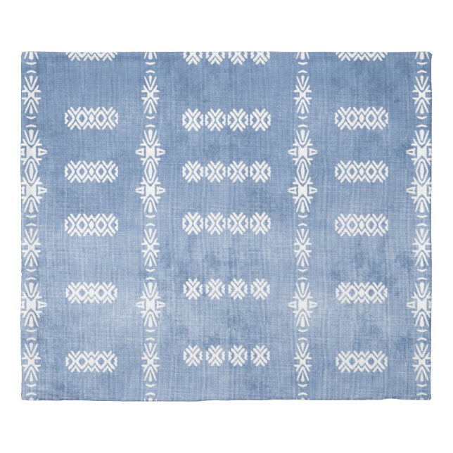 Faded Blue Tribal Pattern Duvet Cover (Front)