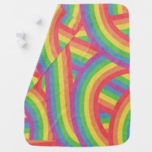 Faded Bohemian Rainbow Stripes Boho Baby Swaddle Blanket
