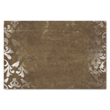 Faded Chic Brown White Vintage Damask Pattern Tissue Paper by DamaskGallery at Zazzle