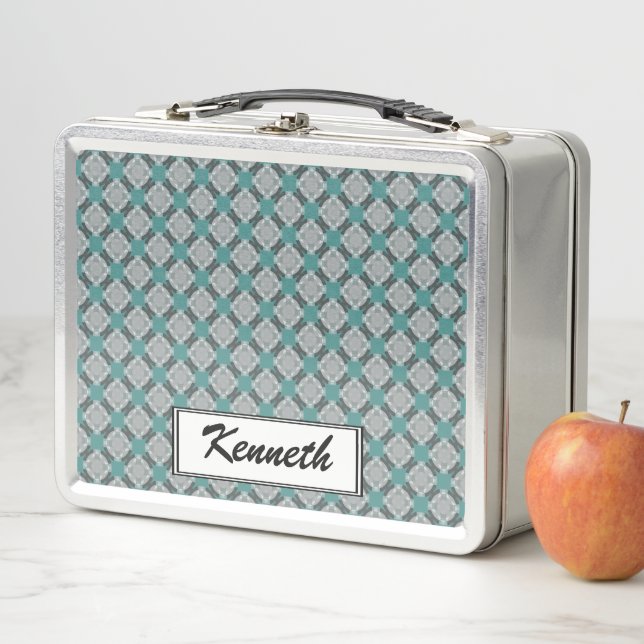 Faded Circle Grid by Kenneth Yoncich Metal Lunch Box (In Situ)