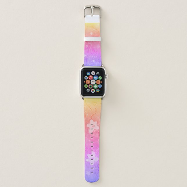 Faded Colorful Flowers  Apple Watch Band (Front)
