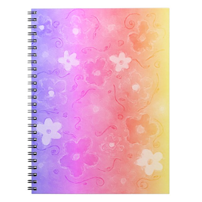Faded Colorful Flowers  Notebook (Front)