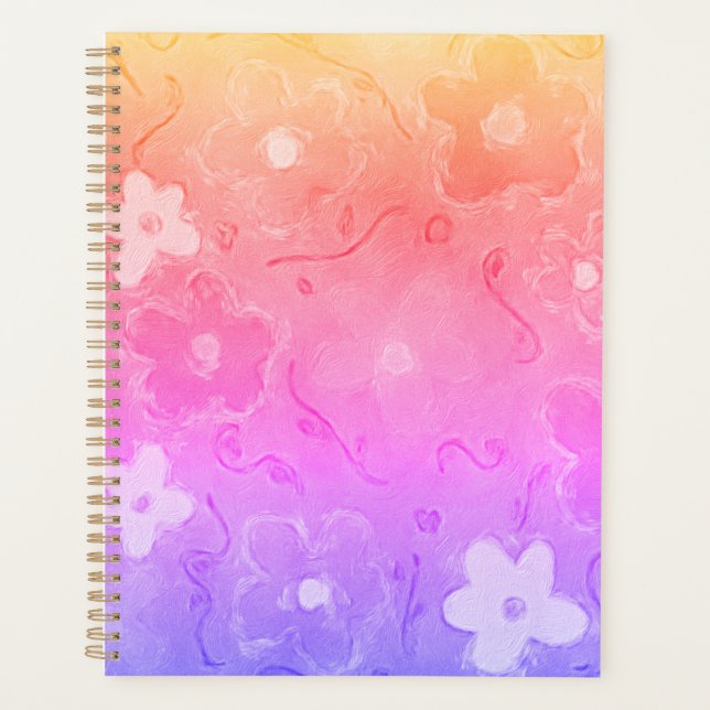 Faded Colorful Flowers Planner (Front)