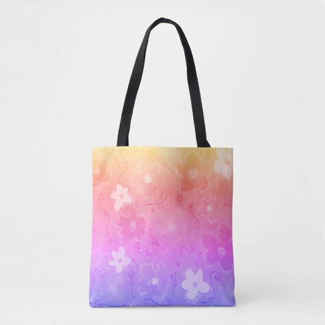 Faded Colorful Flowers  Tote Bag (Front)