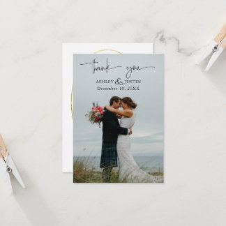 Faded denim & blush stylish Thank You Card