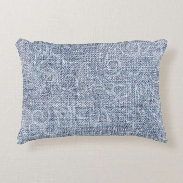 Faded Denim Fabric Accent Pillow