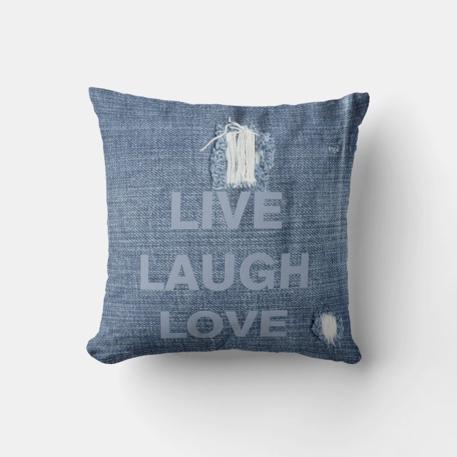 Faded Denim Throw Pillow (Front)
