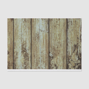 Faded distressed wood planks green tissue paper