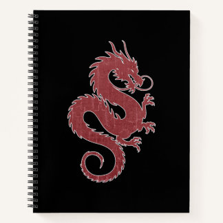 Faded Dragon on Black Notebook