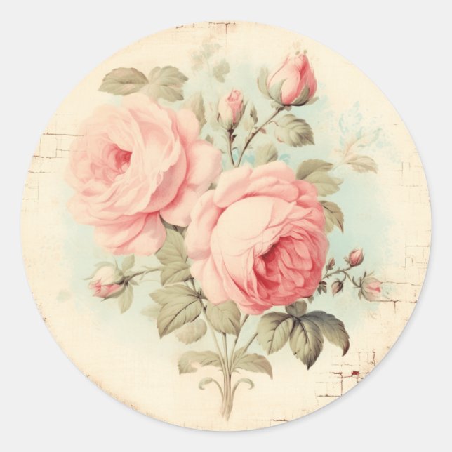 Faded Elegance Shabby Chic Classic Round Sticker (Front)