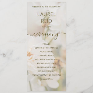 Faded Elegant White Rose Photo Romantic Wedding Program
