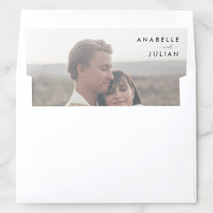 Faded Fading Photo & Names Modern Elegant Wedding Envelope Liner