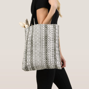 Faded Fair Isle Knit Watercolor Cabincore black Tote Bag
