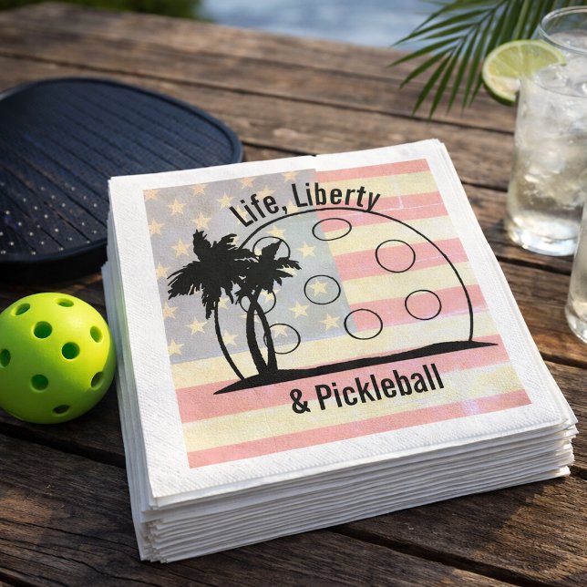 FADED FLAG Life Liberty & Pickleball USA Napkins (Creator Uploaded)