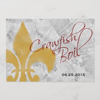 Faded Fleur De Lis Newspaper Crawfish Boil Invite by EnchantedBayou at Zazzle