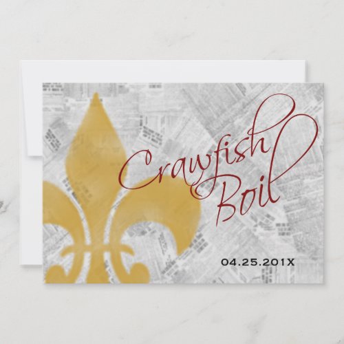 Faded Fleur de Lis Newspaper Crawfish Boil Invite