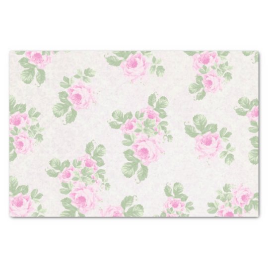 Faded floral shabby chic pink roses tissue paper | Zazzle.com